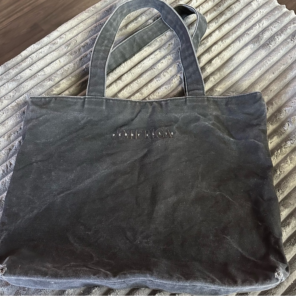 Perry Ellis “AMERICA” Black Canvas Tote Bag